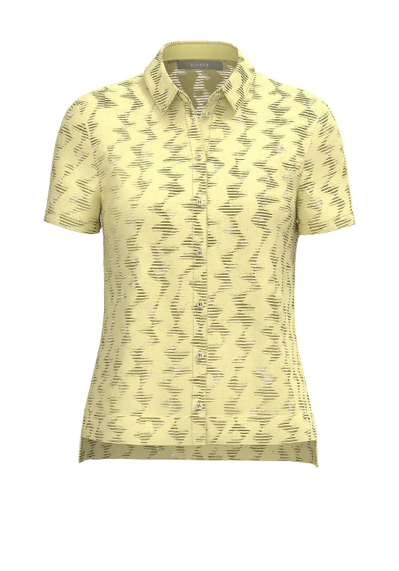 Bianca Agia Sheer Shirt, Yellow-- Terry Blend Velvet Blend Canvas Blend