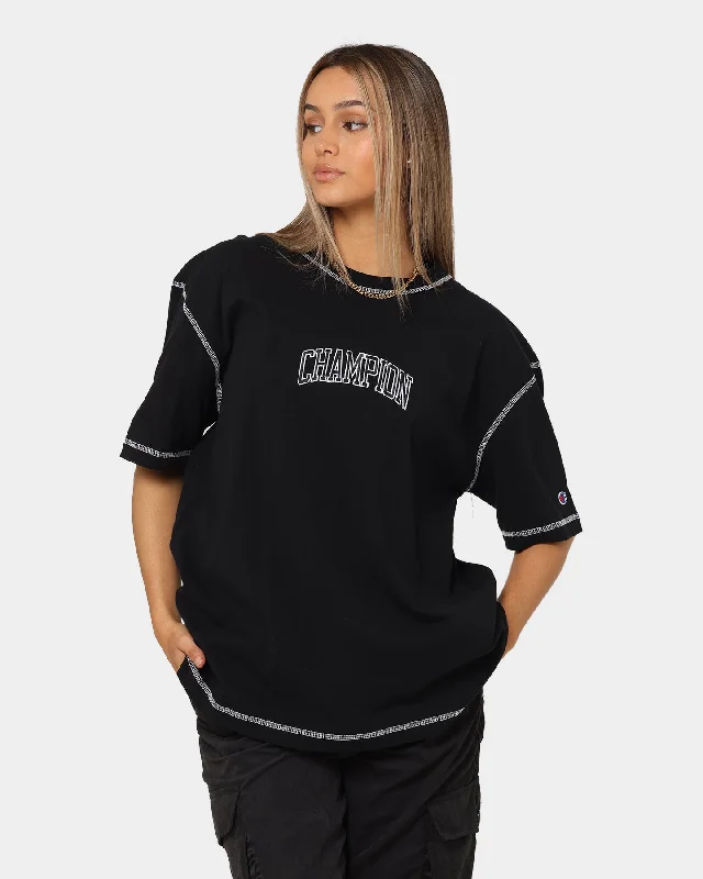 Champion Heritage Contrast Stitch T-Shirt Black-- Satin Blend Silk Blend Wool Blend