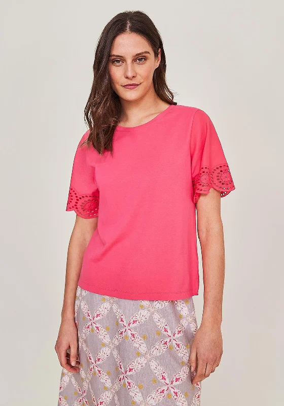 White Stuff Belle Broderie Sleeve T-Shirt, Deep Pink-- Chenille Fabric Brocade Fabric Lace Fabric White Stuff Belle Broderie Sleeve T-Shirt, Deep Pink-- Chenille Fabric Brocade Fabric Lace Fabric