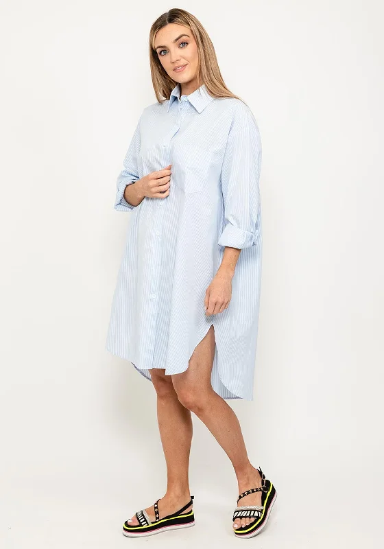 Seventy1 One Size Oversize Long Pinstripe Shirt, Blue & White-- Notch Collar Peter Pan Collar Cowl Neck Seventy1 One Size Oversize Long Pinstripe Shirt, Blue & White-- Notch Collar Peter Pan Collar Cowl Neck