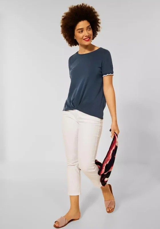 Street One Scallop Trim Sleeve T-Shirt, Grand Blue-- Jersey Fabric Tulle Fabric Batik Fabric Street One Scallop Trim Sleeve T-Shirt, Grand Blue-- Jersey Fabric Tulle Fabric Batik Fabric