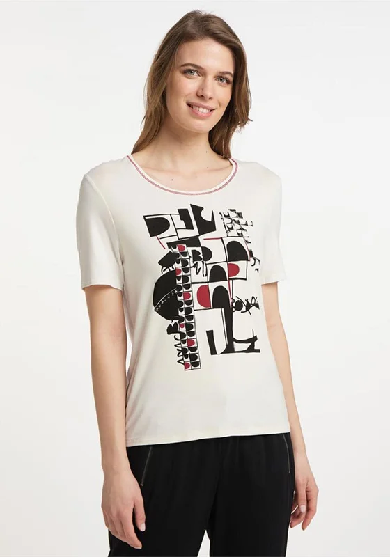 Barbara Lebek Abstract Print Stud Design T-Shirt, White-- Terry Blend Velvet Blend Canvas Blend Barbara Lebek Abstract Print Stud Design T-Shirt, White-- Terry Blend Velvet Blend Canvas Blend