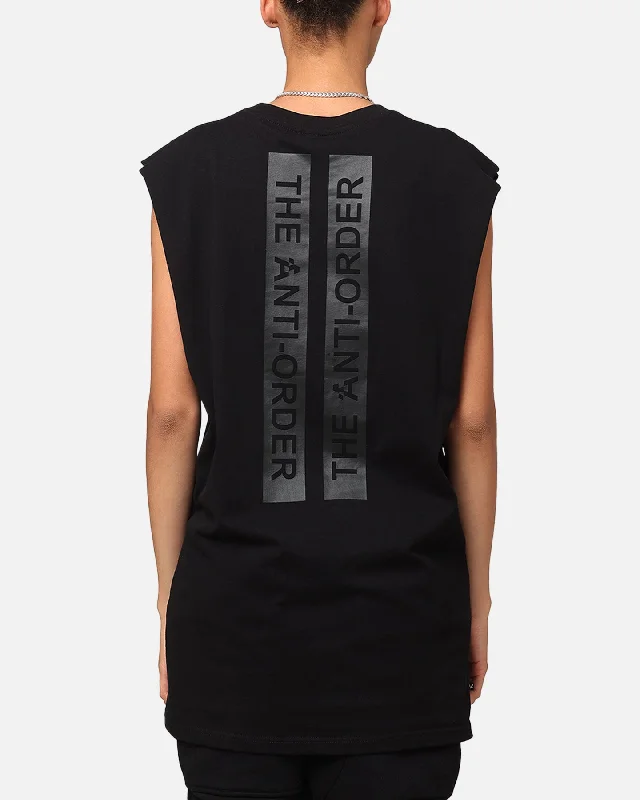 The Anti Order A Logo Merch Oversized Muscle T-Shirt Black/Black-- Hooded Caped Shawl Collar The Anti Order A Logo Merch Oversized Muscle T-Shirt Black/Black-- Hooded Caped Shawl Collar