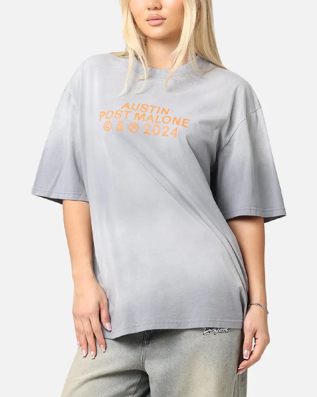 Post Malone Sign Me Up T-Shirt Sun Washed Blue-- Sequined Glittery Shiny