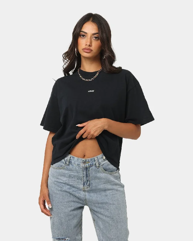 Obey Women's Obey Tag T-Shirt Off Black-- Iron Safe Non-Iron Wrinkle Free