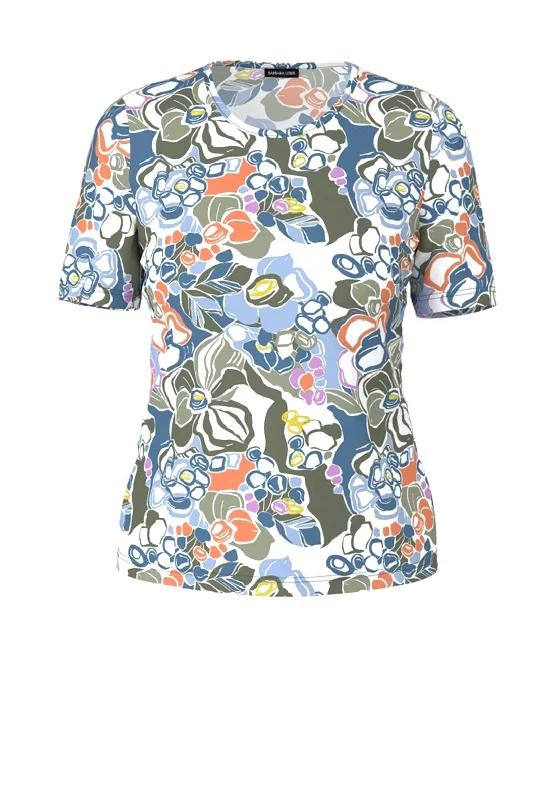 Barbara Lebek Floral Round Neck T-Shirt, Multi -- Basic T-Shirt Crew Neck Short Sleeve Barbara Lebek Floral Round Neck T-Shirt, Multi -- Basic T-Shirt Crew Neck Short Sleeve