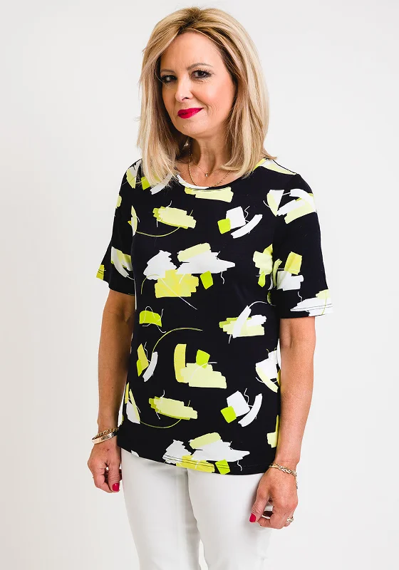Leon Collection Artist Swatch Print T-Shirt, Black & Green-- Boxy Fit Fitted Loose