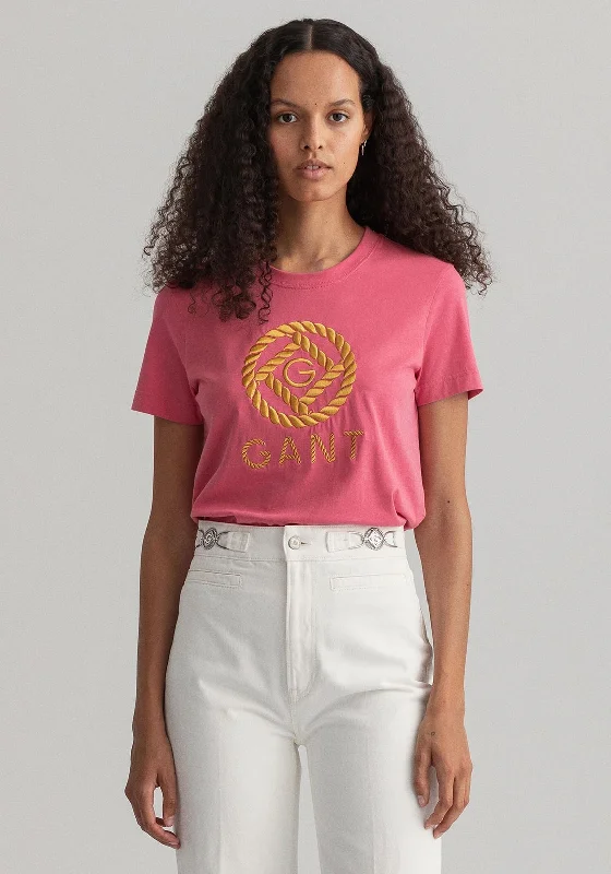 GANT Womens Rope Icon T-Shirt, Rapture Rose-- Fleece Nylon Spandex