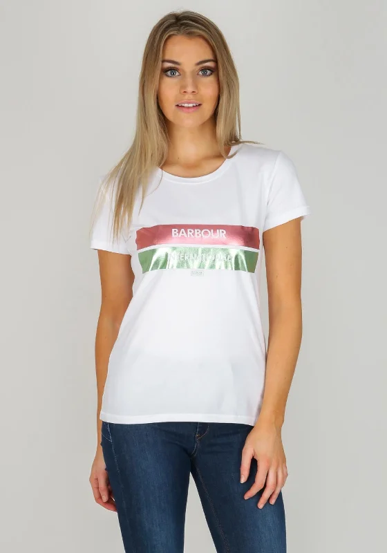 Barbour International Womens Bearings T-Shirt, White-- Knit Fabric Woven Fabric Fleece Fabric Barbour International Womens Bearings T-Shirt, White-- Knit Fabric Woven Fabric Fleece Fabric