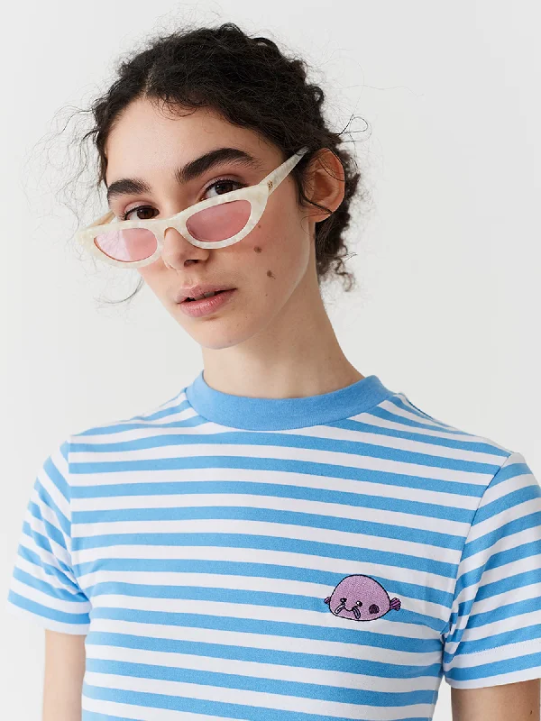 Lazy Oaf Stripy Blobfish T-Shirt -- Basic T-Shirt Crew Neck Short Sleeve