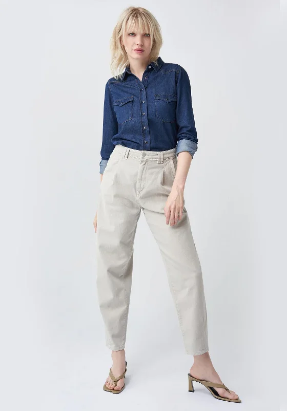 Salsa Slim Denim Shirt, Dark Blue-- Graphic Embroidered Appliqued