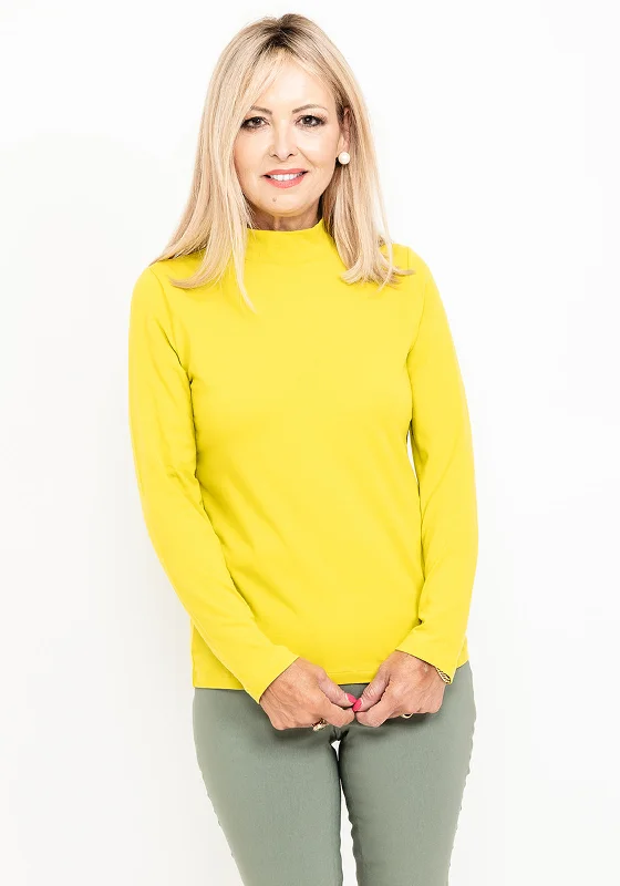 Dolcezza Long Sleeve Turtle Neck T-Shirt, Kiwi-- Hooded Caped Shawl Collar
