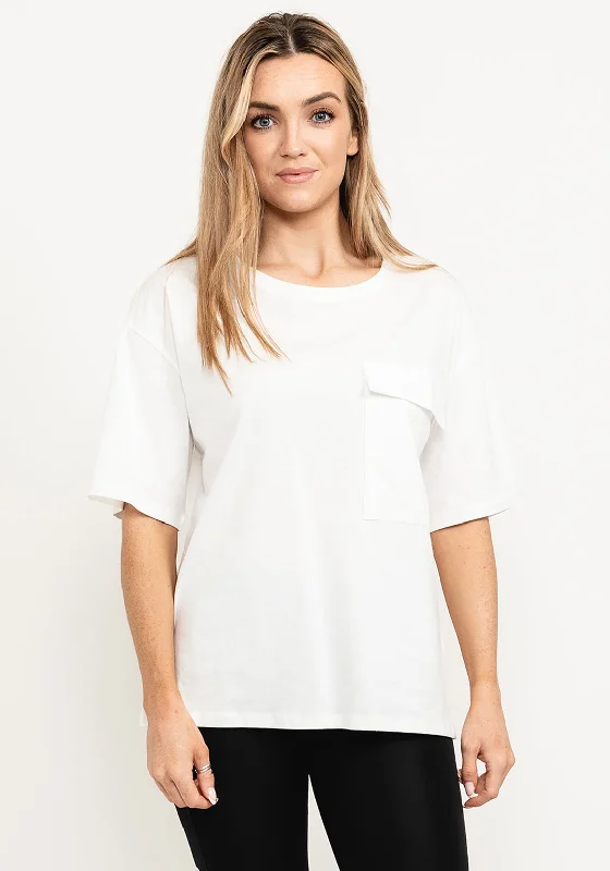 Pulz Tina Pocket T-Shirt, White-- Polka Dot Checkered Tartan