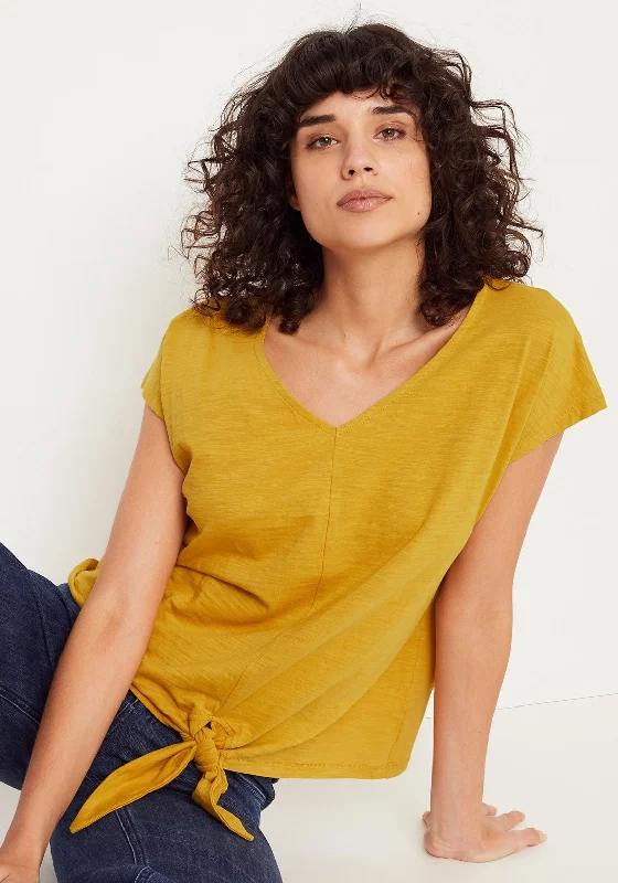 White Stuff Sage Tie Hem T-Shirt, Mustard-- Zippered Front Buttoned Front Snap Front White Stuff Sage Tie Hem T-Shirt, Mustard-- Zippered Front Buttoned Front Snap Front