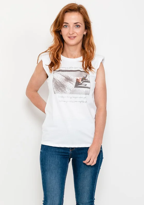 Seventy1 Padded Shoulder Sleeveless T-Shirt, White & Grey-- Terry Blend Velvet Blend Canvas Blend Seventy1 Padded Shoulder Sleeveless T-Shirt, White & Grey-- Terry Blend Velvet Blend Canvas Blend