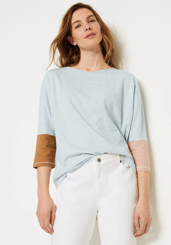 White Stuff Dolman Striped T-Shirt, Dusty Blue-- Notch Collar Peter Pan Collar Cowl Neck White Stuff Dolman Striped T-Shirt, Dusty Blue-- Notch Collar Peter Pan Collar Cowl Neck