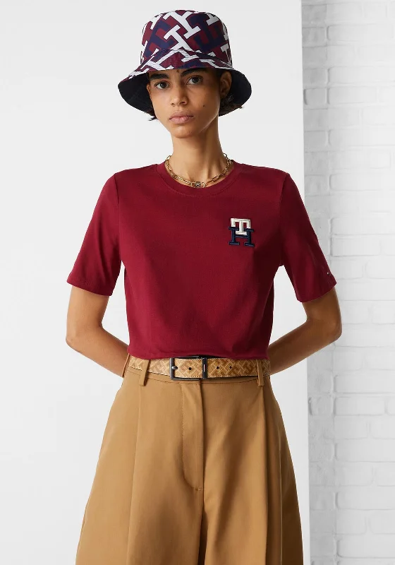 Tommy Hilfiger Womens Monogram Emblem T-Shirt, Rouge-- Denim Fabric Leather Fabric Suede Fabric Tommy Hilfiger Womens Monogram Emblem T-Shirt, Rouge-- Denim Fabric Leather Fabric Suede Fabric