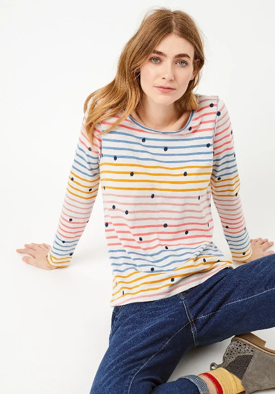 White Stuff Stripes Galore Long Sleeve T-Shirt, Multi-- Print Jacquard Patchwork