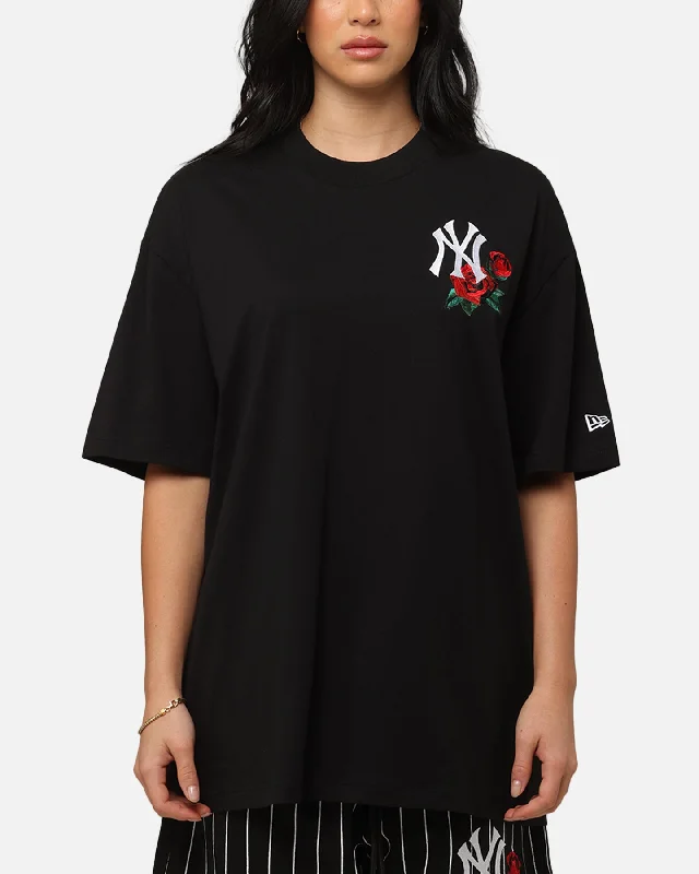 New Era New York Yankees Rose Oversized T-Shirt Black-- Cotton Fabric Linen Fabric Terry Fabric New Era New York Yankees Rose Oversized T-Shirt Black-- Cotton Fabric Linen Fabric Terry Fabric