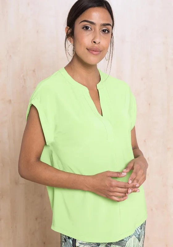 Bianca Julie Cap Sleeve Open Neckline Shirt, Green-- Spandex Blend Rayon Blend Denim Blend Bianca Julie Cap Sleeve Open Neckline Shirt, Green-- Spandex Blend Rayon Blend Denim Blend