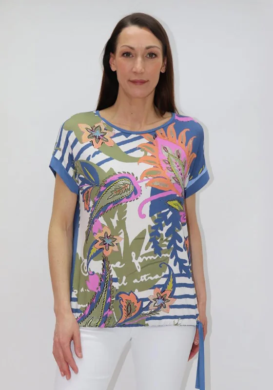 Barbara Lebek Paisley Print T-Shirt, Blue Multi-- Fitted T-Shirt Seamless Stretchy