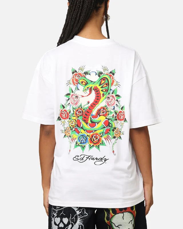 Ed Hardy By Loiter Serpent T-Shirt White-- Front Pockets Side Pockets Patch Pockets