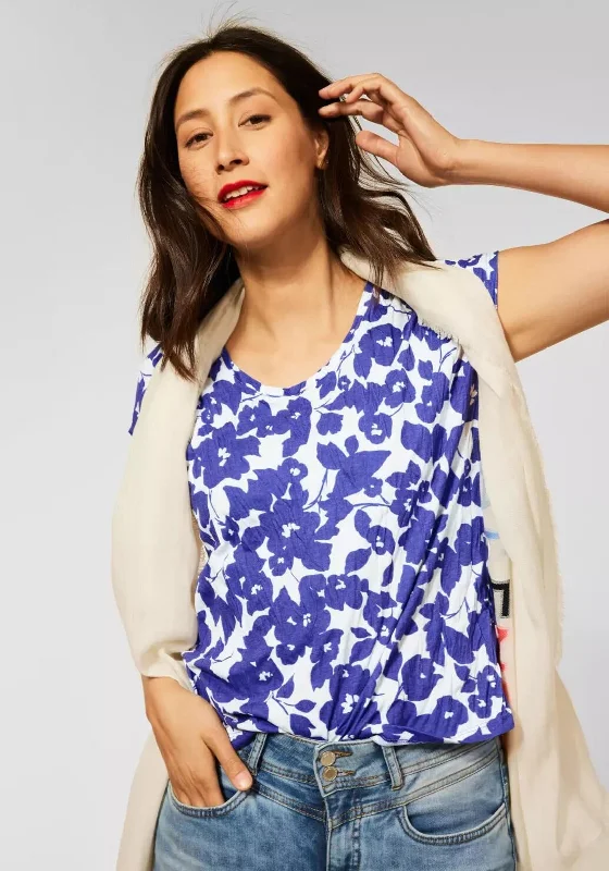 Street One Flower Print Crash Shirt-- Front Pockets Side Pockets Patch Pockets