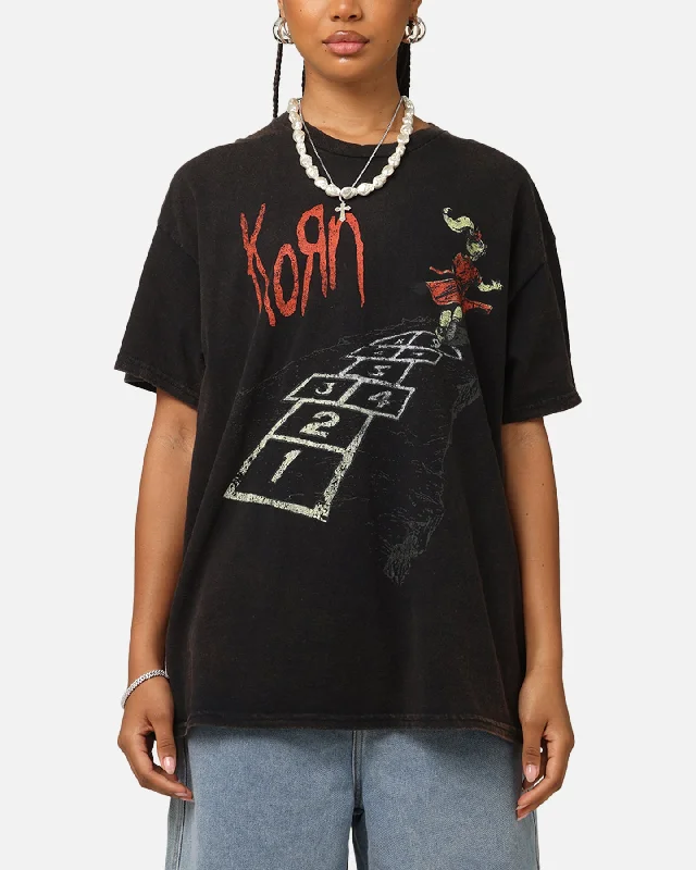 Korn Follow The Leader Anniversary T-Shirt Black-- Zippered Front Buttoned Front Snap Front Korn Follow The Leader Anniversary T-Shirt Black-- Zippered Front Buttoned Front Snap Front