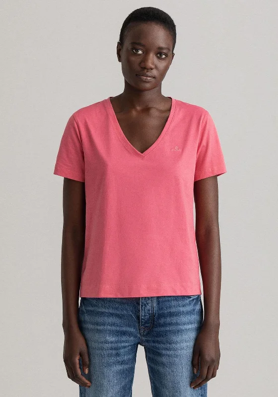 GANT Womens Original V Neck T-Shirt, Rapture Rose-- Chenille Blend Fleece Blend Nylon Blend GANT Womens Original V Neck T-Shirt, Rapture Rose-- Chenille Blend Fleece Blend Nylon Blend