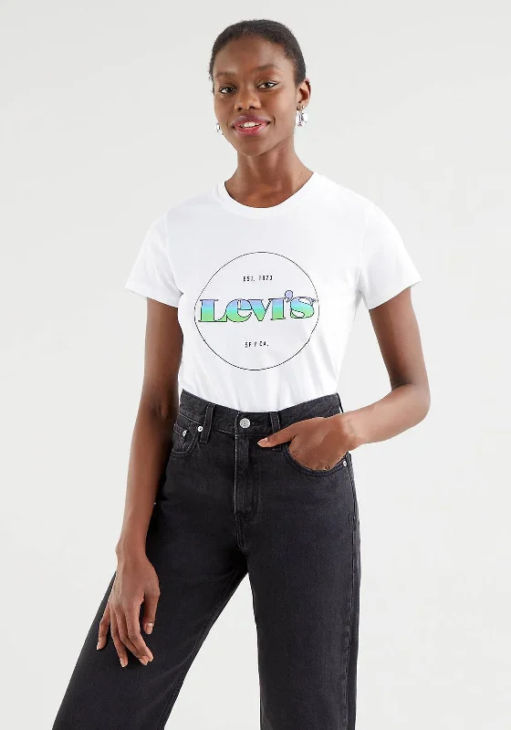 Levis® Vintage Graphic Logo The Perfect Tee T-Shirt, Gradient White 1295-- Handmade Hand-knitted Hand-woven