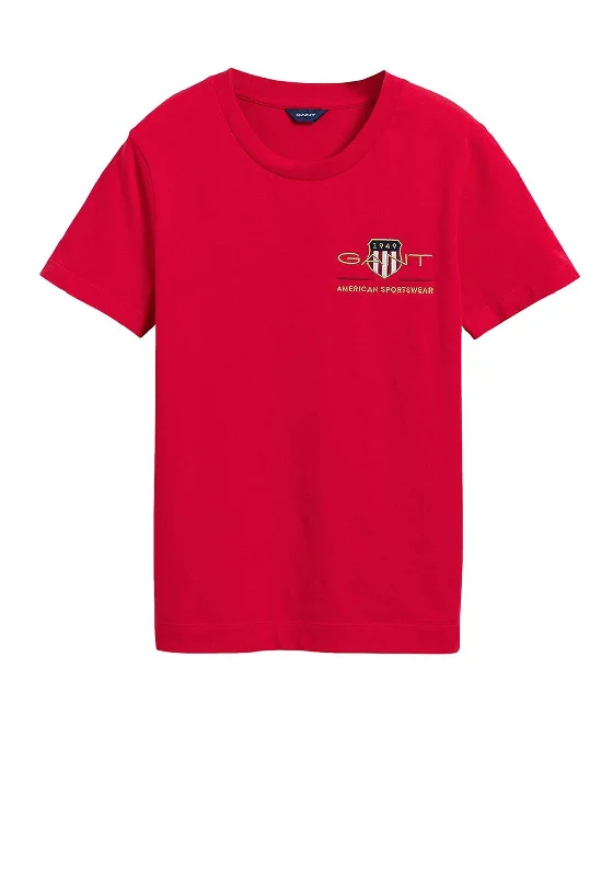 Gant Archive Shield T-Shirt, Sunset Pink-- Graphic Embroidered Appliqued