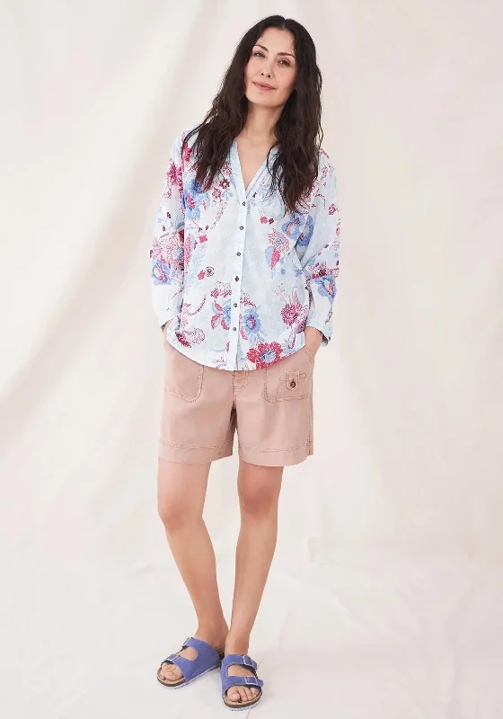 White Stuff Ida Floral Shirt, Blue Multi-- Rayon Velvet Corduroy