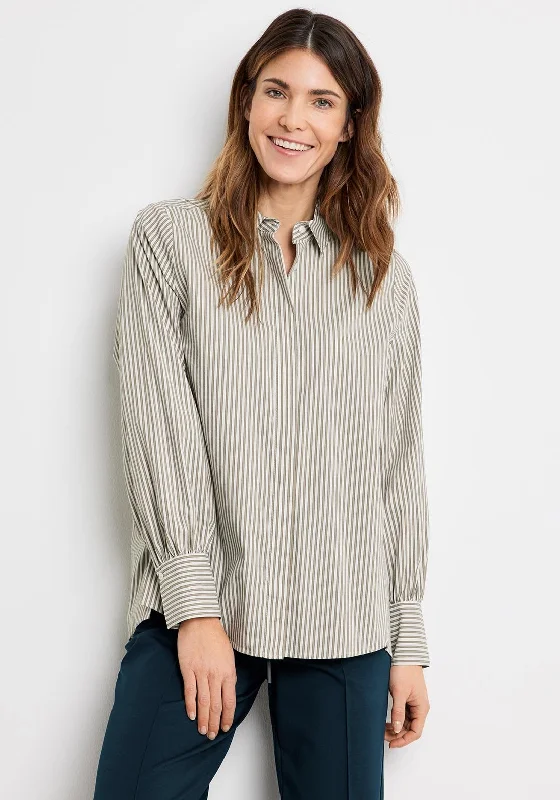 Gerry Weber Striped Shirt, Green & White-- Cozy Warm Stylish