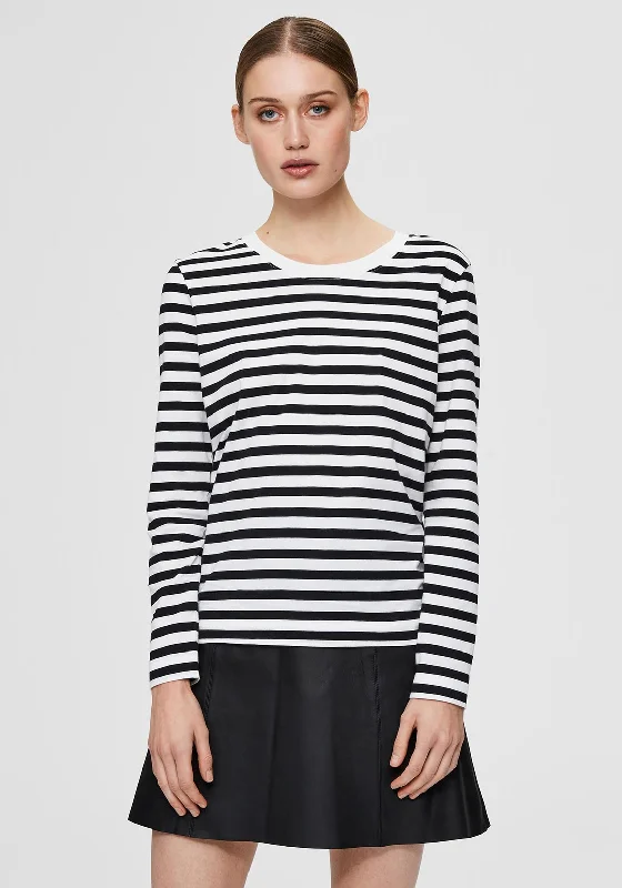 Selected Femme Striped Long Sleeve T-Shirt, Black & Snow White-- Chenille Blend Fleece Blend Nylon Blend Selected Femme Striped Long Sleeve T-Shirt, Black & Snow White-- Chenille Blend Fleece Blend Nylon Blend