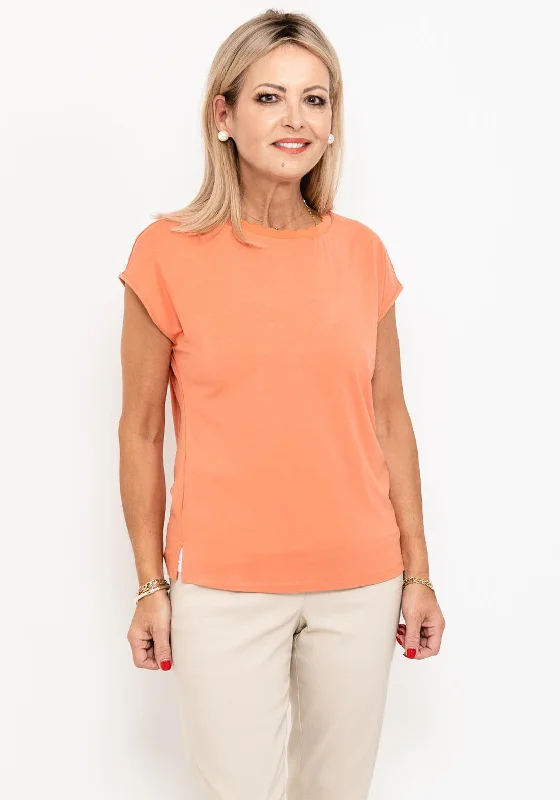 Barbara Lebek Ribbed Scallop Neck T-Shirt, Orange-- Front Pockets Side Pockets Patch Pockets Barbara Lebek Ribbed Scallop Neck T-Shirt, Orange-- Front Pockets Side Pockets Patch Pockets