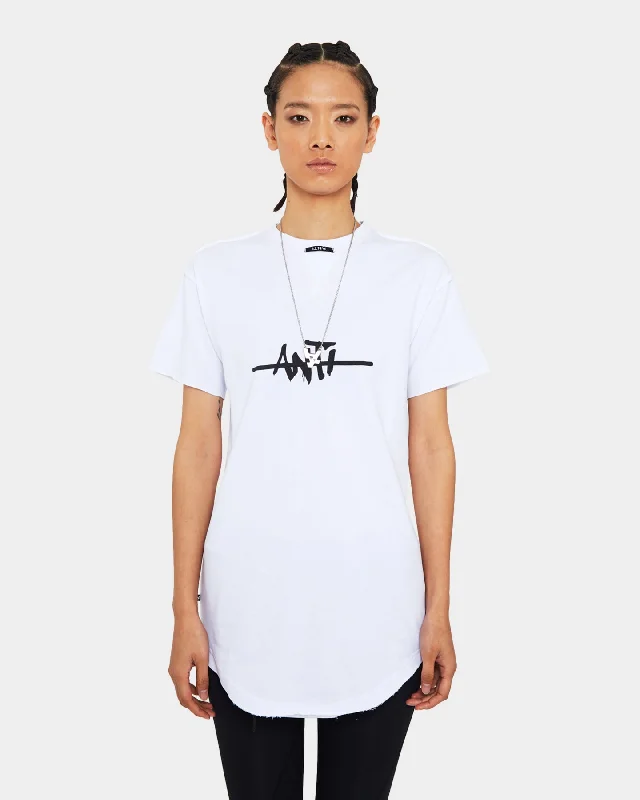 The Anti Order Digital Art Society T-Shirt White/Black-- Beaded Sequined Faux Fur