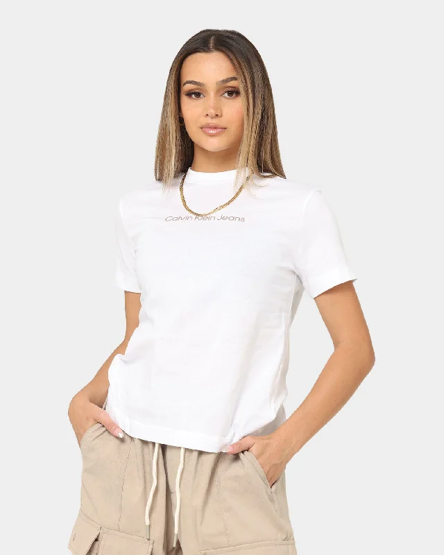 Calvin Klein Women's Shrunken Institutional T-Shirt Bright White-- Zippered Front Buttoned Front Snap Front Calvin Klein Women's Shrunken Institutional T-Shirt Bright White-- Zippered Front Buttoned Front Snap Front