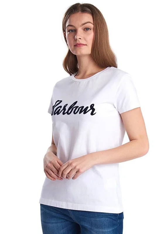 Barbour Womens Rebecca Logo T-Shirt, White-- Plaid T-Shirt Polka Dot Checkered
