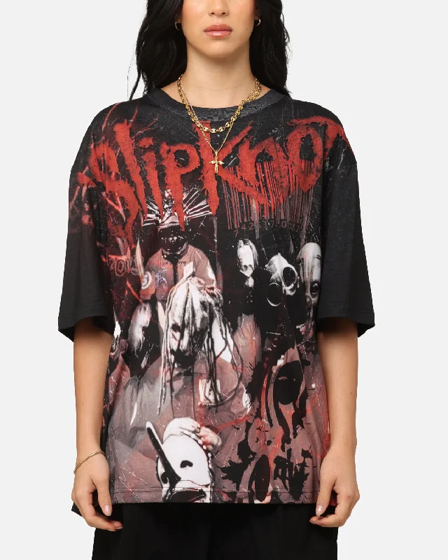 Slipknot Slipknot All Over T-Shirt Washed Black-- Houndstooth Herringbone Solid