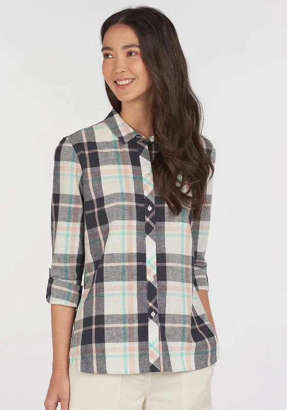 Barbour Womens Seaglow Checked Shirt, Navy Multi-- Mesh Canvas Denim