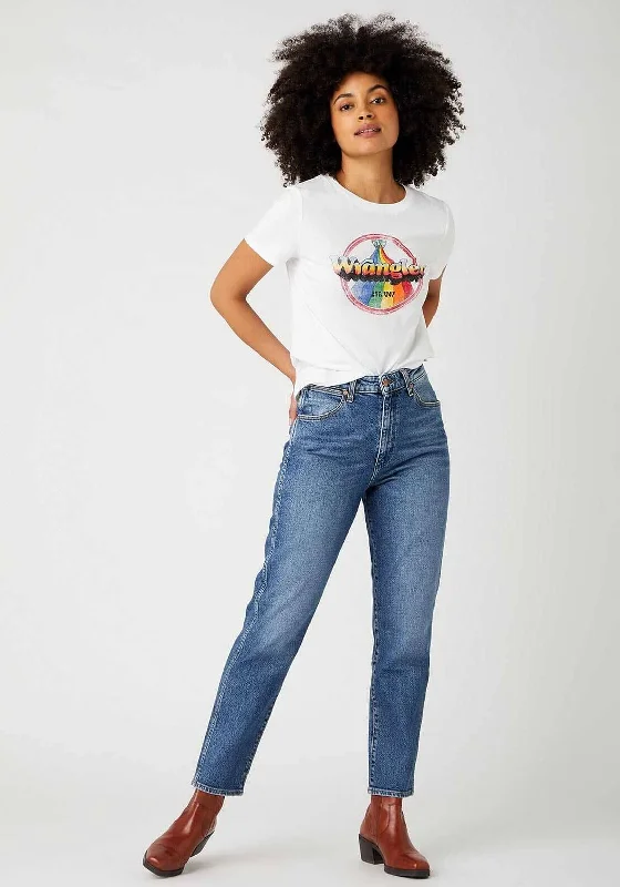 Wrangler Rainbow Rib Regular T-Shirt, White Multi-- Terry Blend Velvet Blend Canvas Blend Wrangler Rainbow Rib Regular T-Shirt, White Multi-- Terry Blend Velvet Blend Canvas Blend