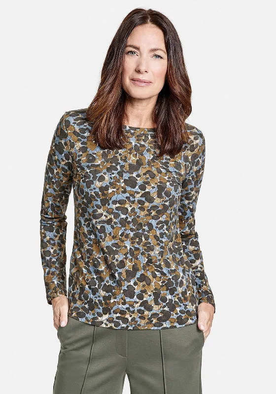 Gerry Weber Abstract Long Sleeve T-Shirt, Multi-- Lace Blend Ribbed Blend Corduroy Blend Gerry Weber Abstract Long Sleeve T-Shirt, Multi-- Lace Blend Ribbed Blend Corduroy Blend