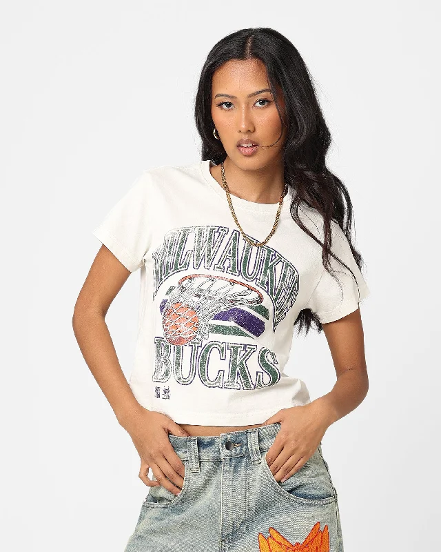Mitchell & Ness Women's Milwaukee Bucks Dunk T-Shirt Unbleached-- Fashionable Trendy Casual Mitchell & Ness Women's Milwaukee Bucks Dunk T-Shirt Unbleached-- Fashionable Trendy Casual