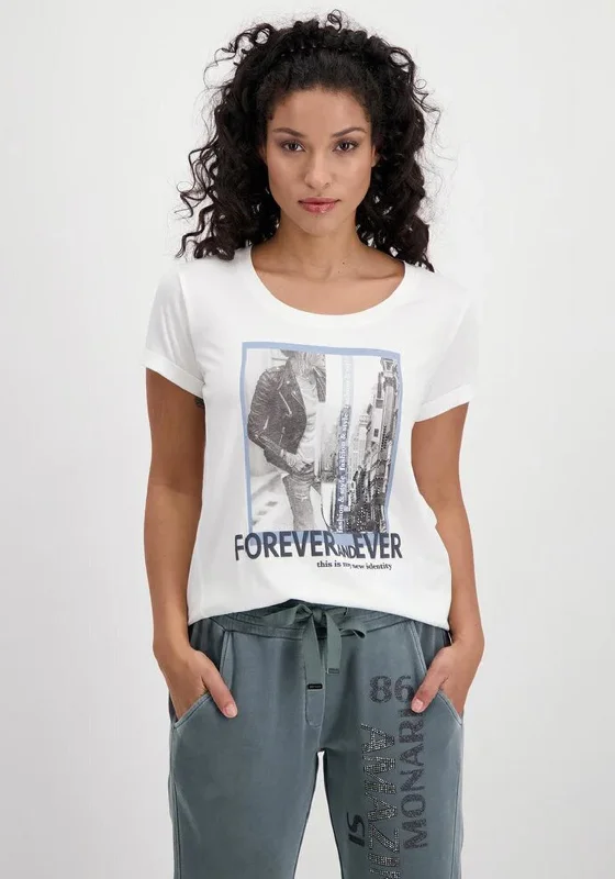 Monari Forever & Ever Graphic T-shirt, White Multi-- Mesh Fabric Canvas Fabric Denim Fabric Monari Forever & Ever Graphic T-shirt, White Multi-- Mesh Fabric Canvas Fabric Denim Fabric