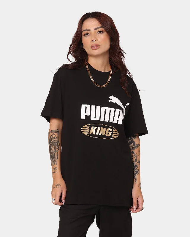 Puma King Logo T-Shirt Puma Black-- Knit Fabric Woven Fabric Fleece Fabric