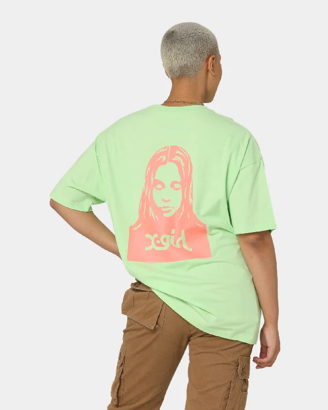 X-Girl Women's Face T-Shirt Lime-- Lace Blend Ribbed Blend Corduroy Blend