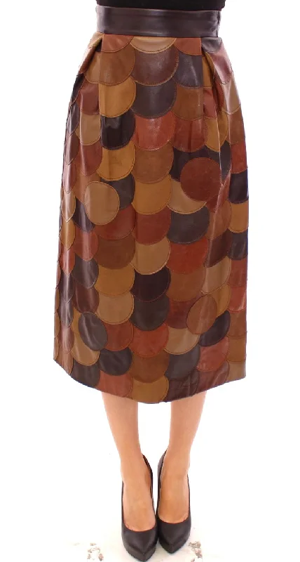 Dolce & Gabbana Elegant Leather Patchwork Skirt linen skirt relaxed