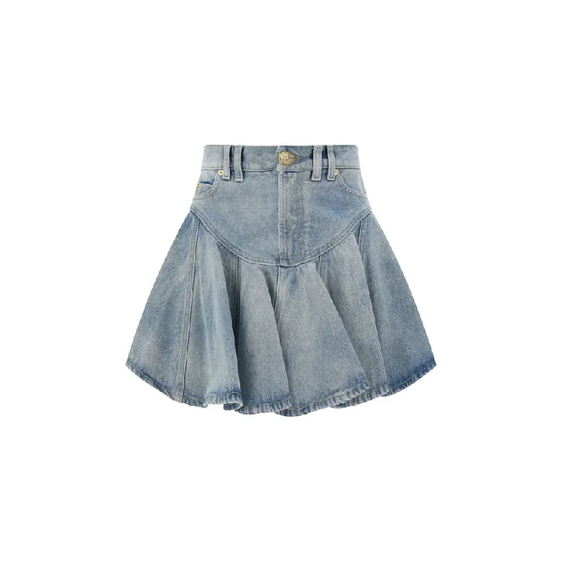 Balmain Denim Mini Skirt cotton skirt soft