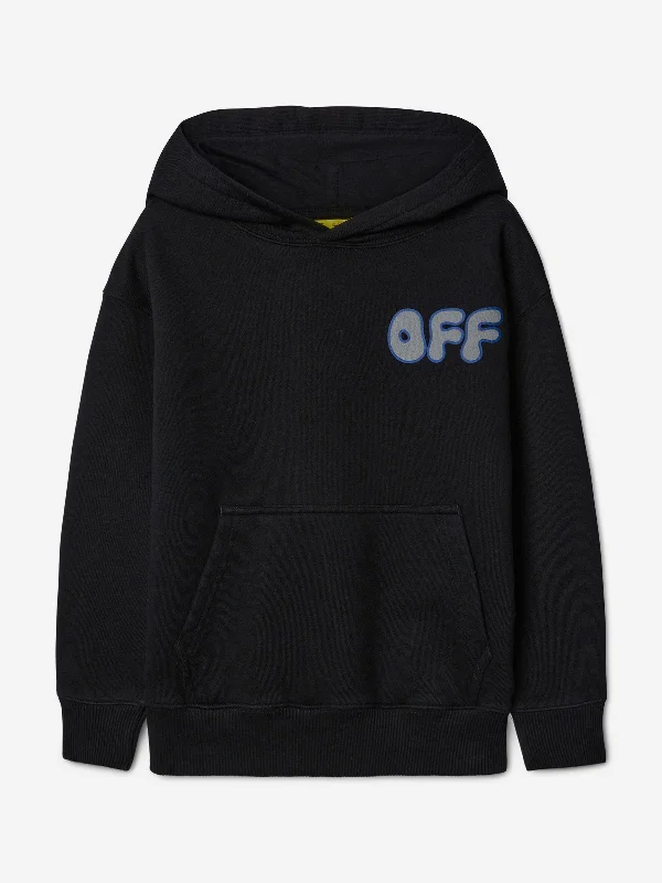 Off-White Kids Arrow Chunky Hoodie in Black Hoodie with Typography Text Message