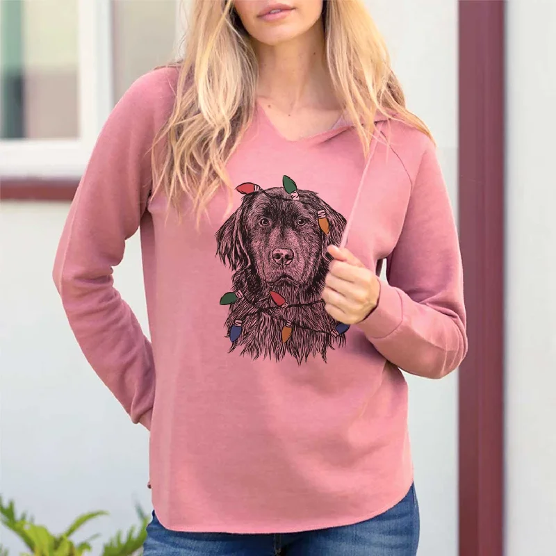 Christmas Lights Jinx the Newfoundland - Cali Wave Hooded Sweatshirt Zip Hoodie Drawstring Kangaroo Pocket